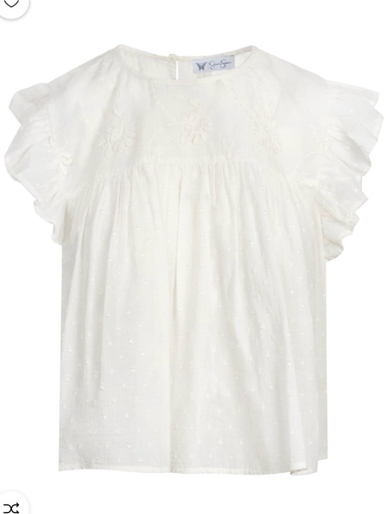 Jessica Simpson Tops - Jessica Simpson Cream Ruffle Sleeve Eyelet Blouse NWT Medium